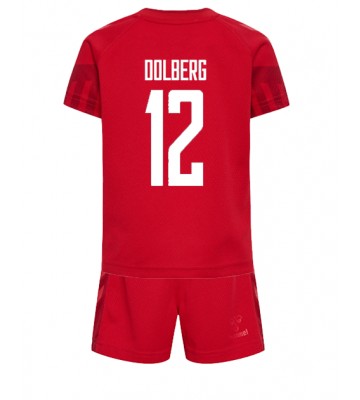 Danmark Kasper Dolberg #12 Hemmaställ Barn VM 2022 Kortärmad (+ Korta byxor)